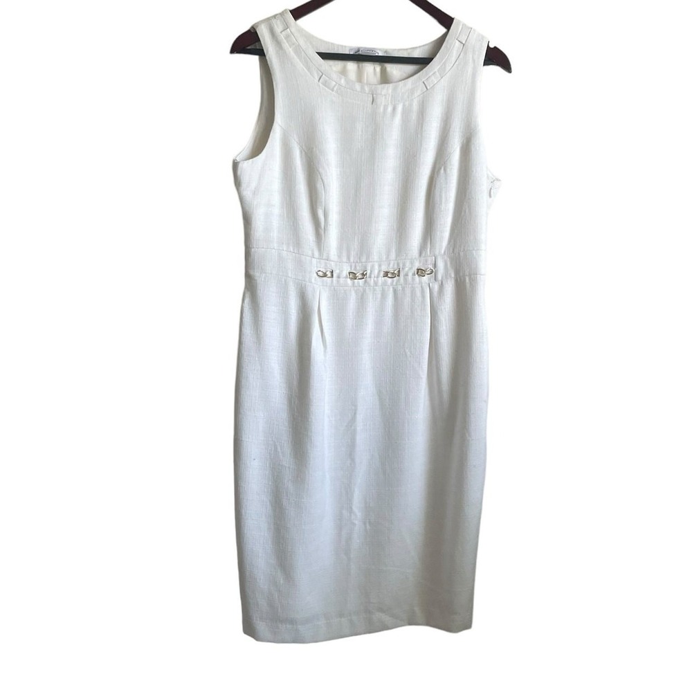 Liz Claiborne Women Old Money Sheath Dress 12 White Quiet Luxury Minimalist Chic